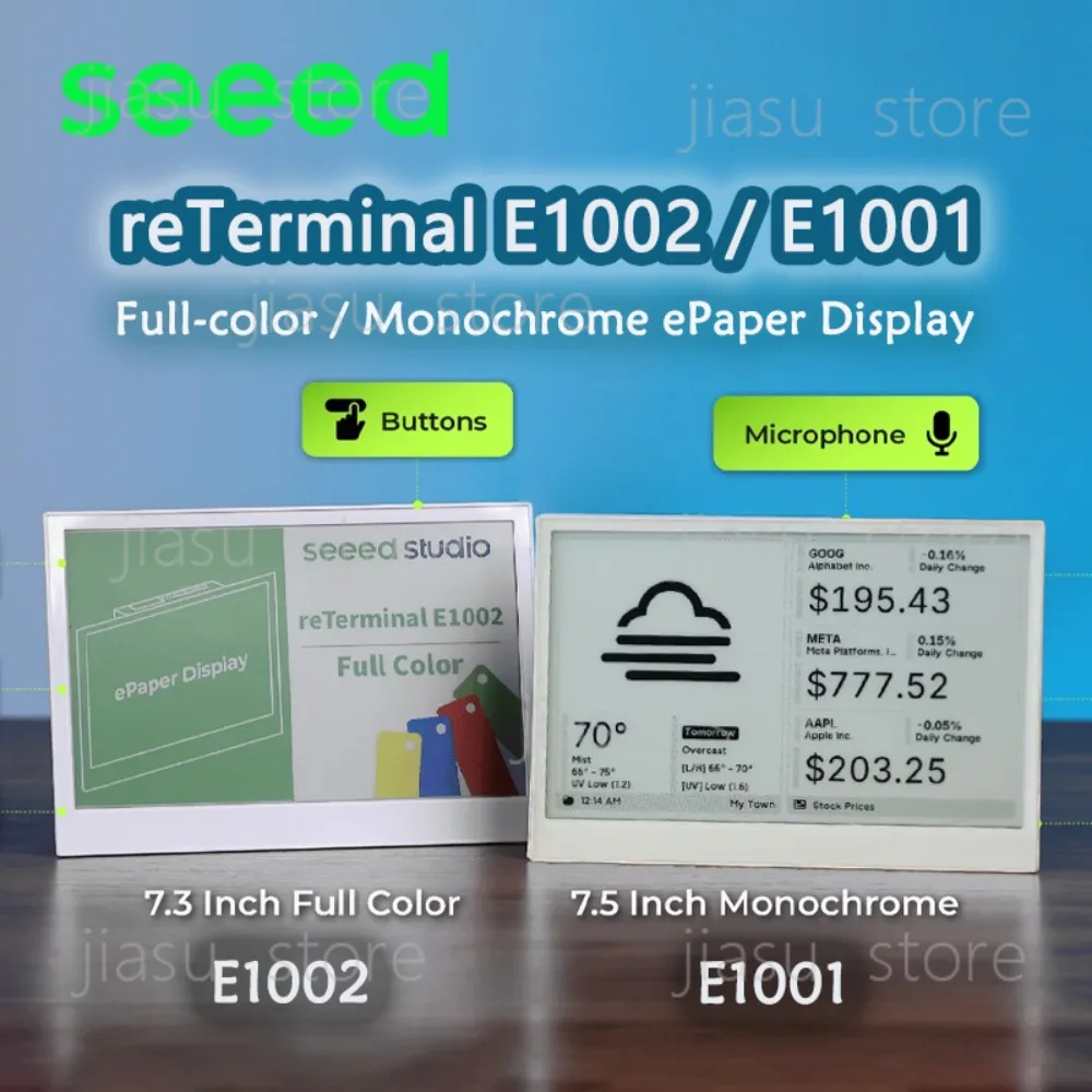 reTerminal E1002 / E1001 Full-color / Monochrome 7.3 inch ePaper Display open-source 3-month battery life Powered by ESP32-S3