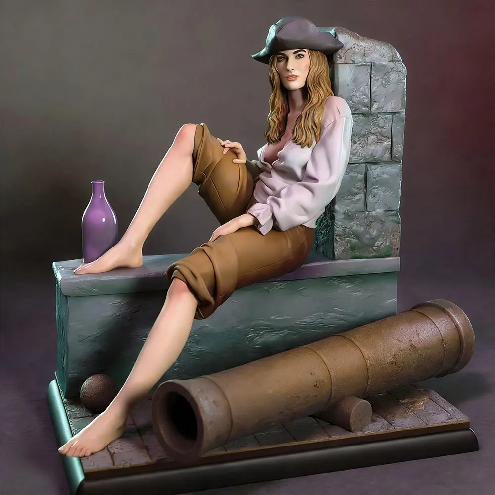 1/24 Artillery Girl Resin Model Kit Gk Miniature 3D Printed Gray Model Figure DIY Doll Model Collection Unassembled Unpainted