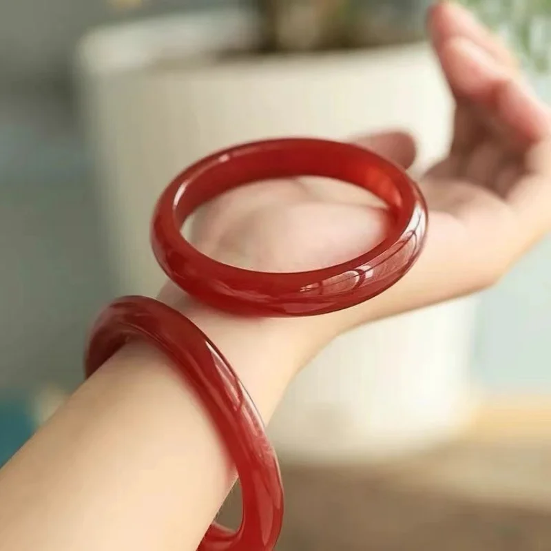 

Браслет для женщин из Бразилии, тонкий круглый браслет из халцедона, красный агатовый нефритовый браслет для женщин.