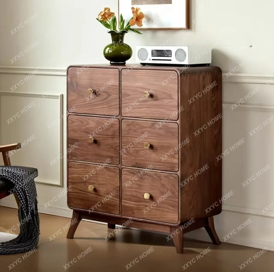 black walnut six-chest cabinet  solid wood cherry wood drawer storage cabinet living room locker