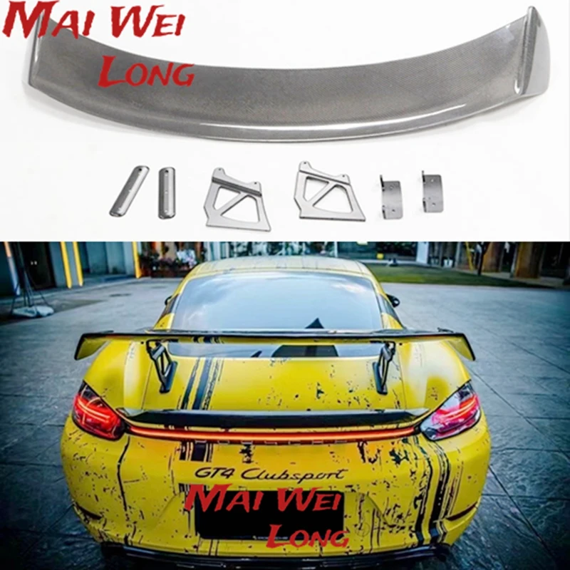 Rear Trunk Spoiler Wing For Porsche Boxster Cayman 718 981 987 New GT4 Rear Trunk Big Spoiler Lip Wing Carbon Fiber / FRP Black