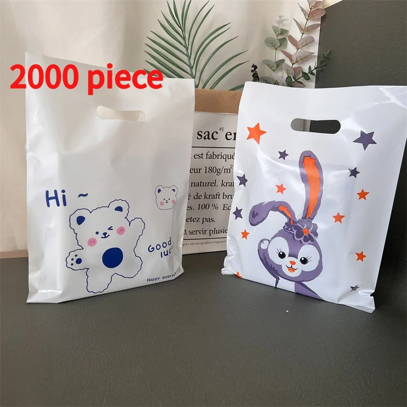 

20 00piece. custom. customized packing shopping bags LDPE fold over die cut handle custom retail merchandise plastic bags