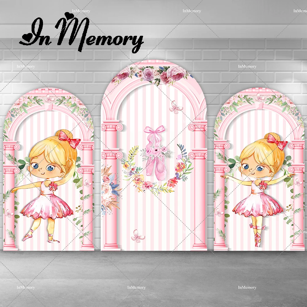 

Flowers Pink Girls Dance Ballerina Arch Backdrop for Baby Shower 1st Birthday Party Ballet Shoes Chiara Wall Backgrounds