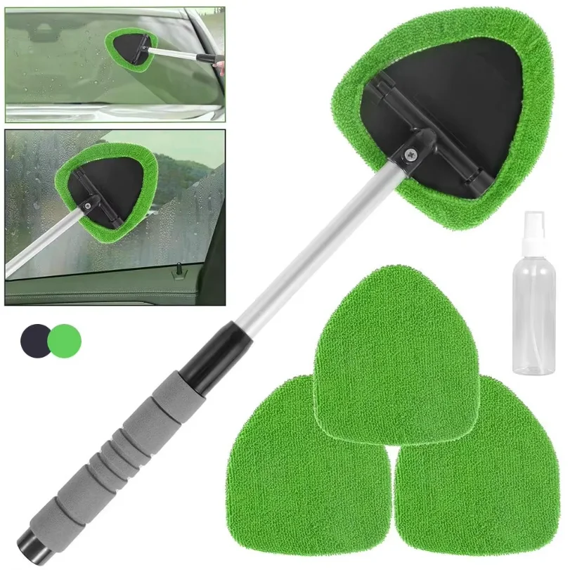 Telescopic Car Window Windshield Cleaning Brush Set Microfiber Window Glass Cleaner Car Window Cleaner Scraping Mist Eliminator