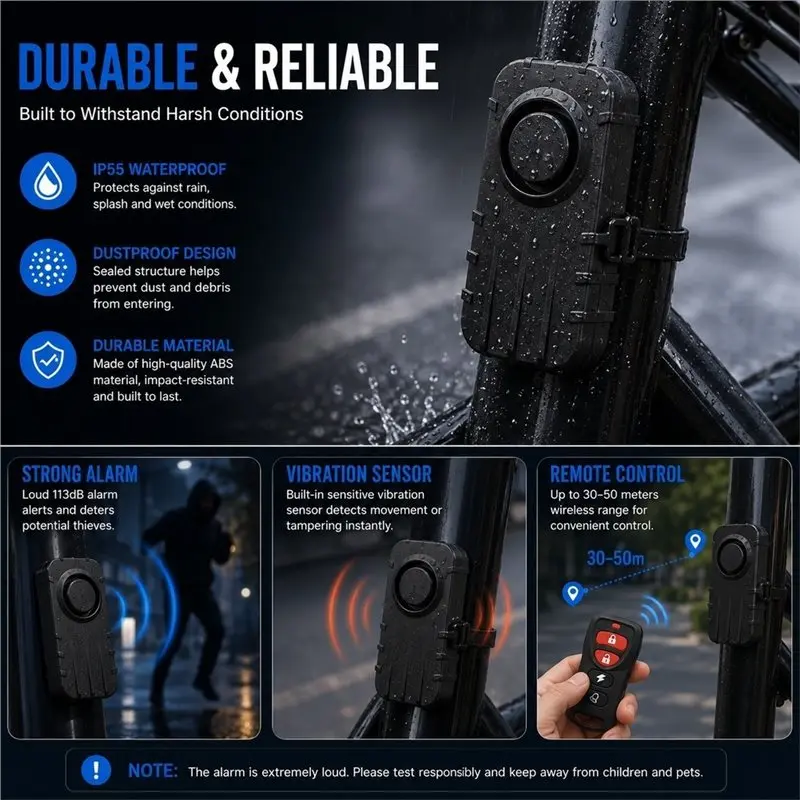 A98M Wireless Vibration Sensor Bicycle Motorcycle Alarm Remote Control Anti Lost Security Sensor