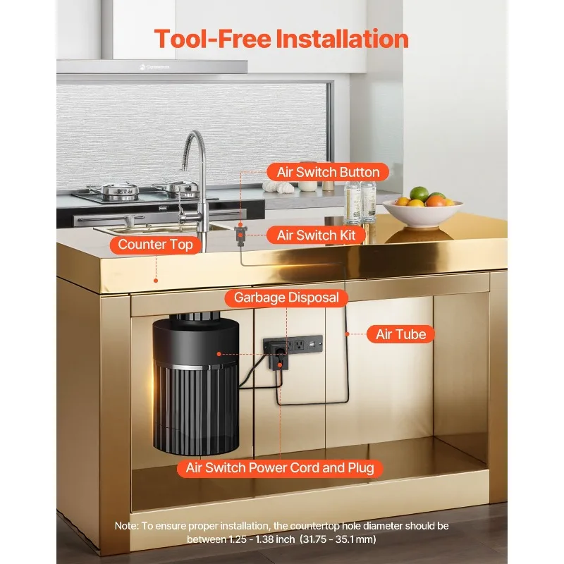 مجموعة مفاتيح الهواء للتخلص من القمامة مقاس 2.5 بوصة، مفتاح الهواء العلوي للتخلص من النفايات