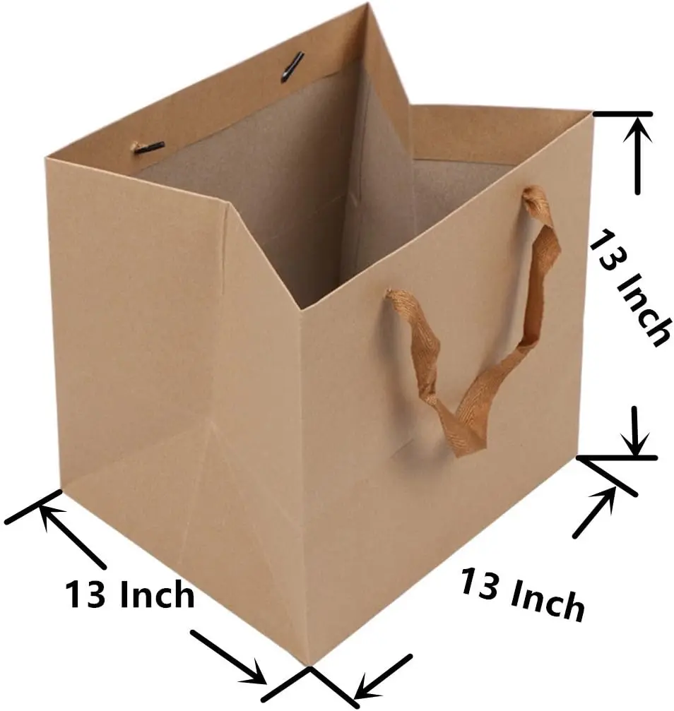 

Brown Kraft Paper Gift Shopping Handle Bags for Package 13x13x13inch