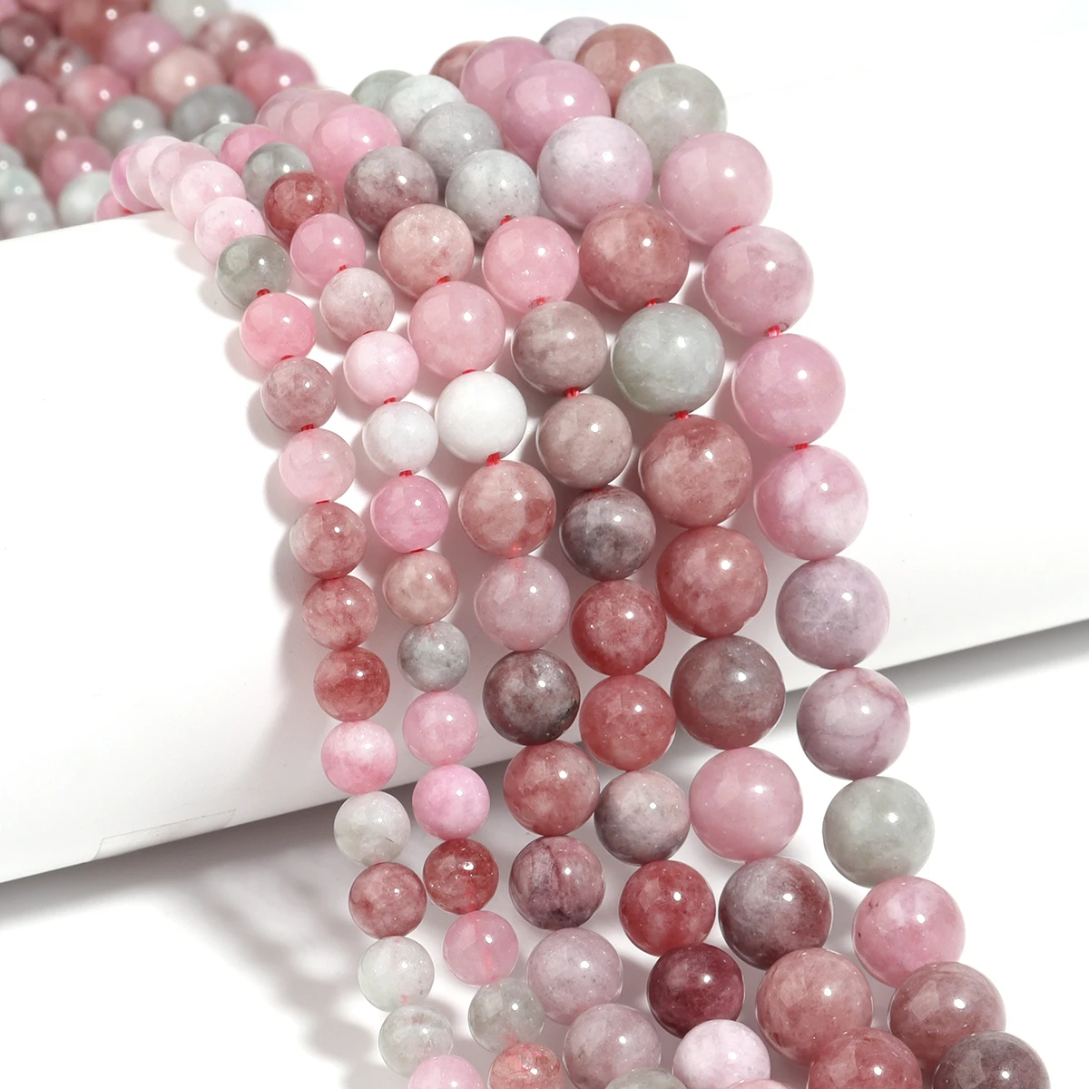 1 Strang 6/8/10 mm Natursteinperlen Bunte Jade Runde lose Distanzperle für Schmuckherstellung DIY Armband Halskette Zubehör