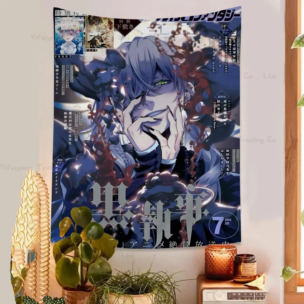 Black Butler Printed Large Wall Tapestry Hanging Tarot Hippie Wall Rugs Dorm Cheap Hippie Wall Hanging