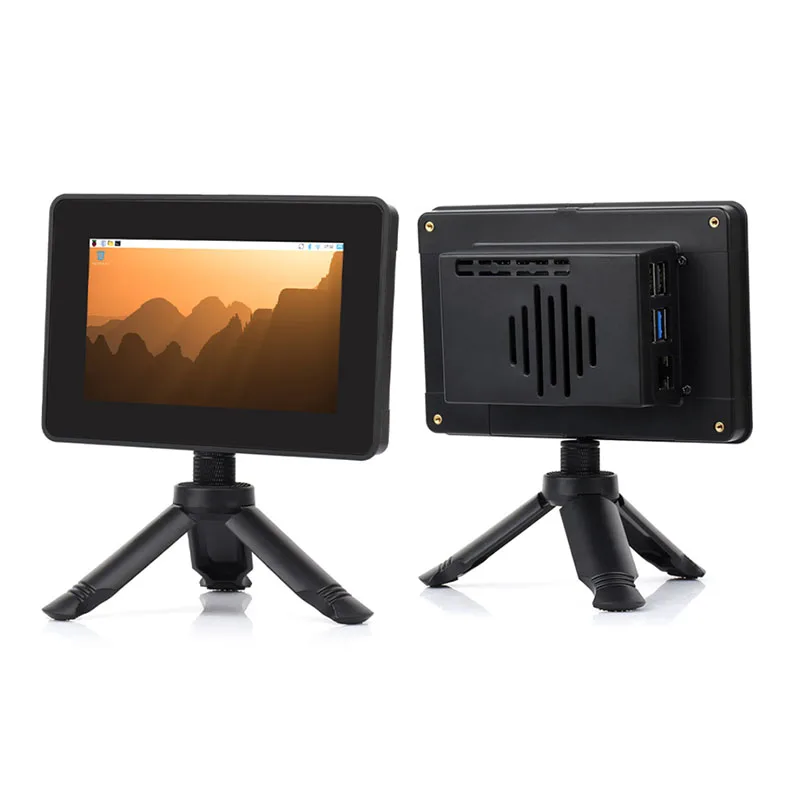 Raspberry Pi 5 Case with 5 Inch Touch Display 2 Support, Multiple 5" Screen Compatible, HATs Expansion Enclosure