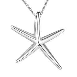 P027 Promotions Free shipping fashion Elegant silver color jewelry charm Starfish Noble pendant pretty Girl Necklace Kinsle