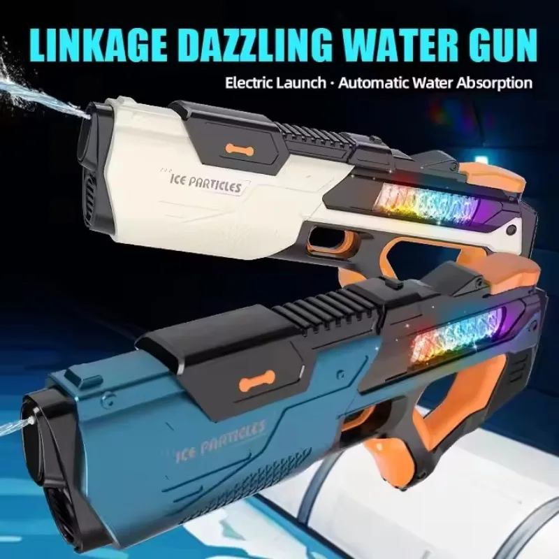 Children Electric Water Gun with Lights and Sound Effect Long Range Automatic Water Blaster Kids Adult Summer Outdoor Pool Toys