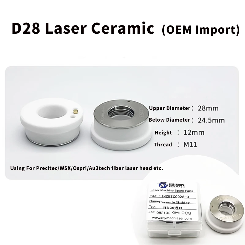 WSX Ceramic Holder WTC-01A Dia.28 Laser Ceramic Spare Parts Fiber Laser Head Ceramic Ring D19.5 M8 Consumable Parts Precitec D28