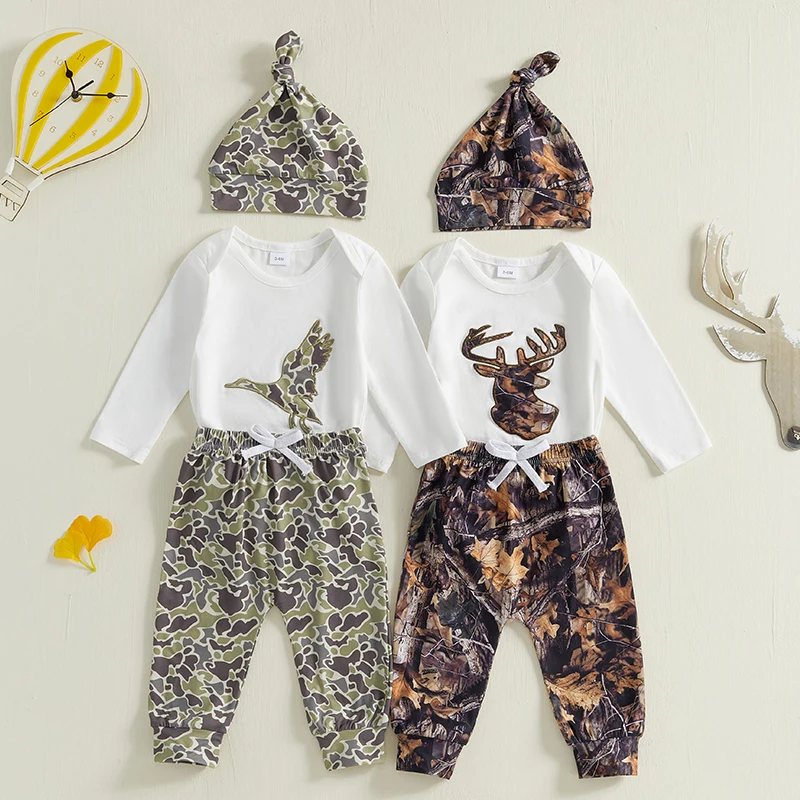 Lioraitiin Baby Boys Clothes Set Long Sleeve Crew Neck Letters Print Romper with Cow Cactus Print Sweatpants and Hat Outfit