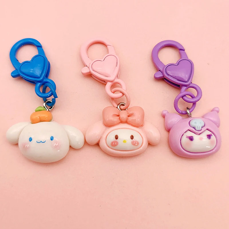 1PC Anime Sanrio Hello Kitty Kuromi Melody Cinnamoroll Figure Keychain Kawaii Doll Keyring Bag Pendant Charm Girl Birthday Gift