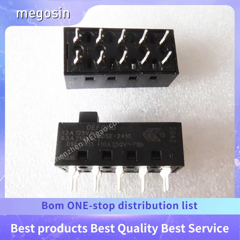 1PCS/LOT DSE-2410 4-position 10-pin toggle switch sliding switch hair dryer tip pin 10A 250V