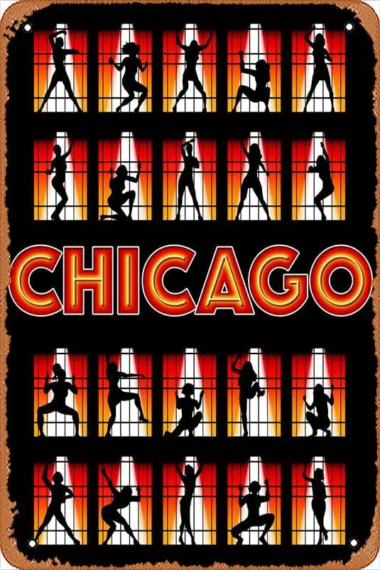 Retro Musical Poster Tin Sign Chicago Musical Theatre Poster for Movie Home Bar Pub Garage Wall Decor Gifts Art 8x12 Inches Vint