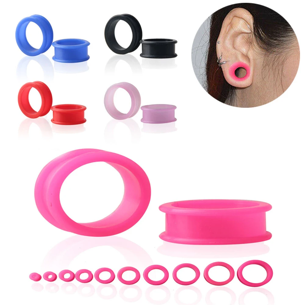 2pcs 6-25mm Silicone Flesh Ear Plugs And Tunnels Piercings Ear Expander Piercing Tunnel  Stretchers Earring Gauges for Women Men