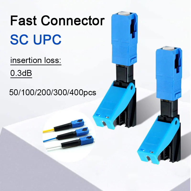 

SC UPC Fiber Optic Fast Connector Fiber FTTH 50/100/200/300/400 pcs 0.3dB Single Mode SM Quick Connector