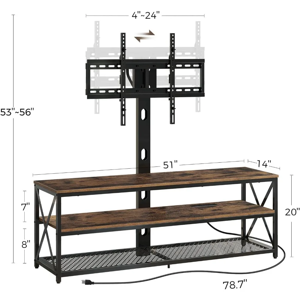 TV Stand,with Mount and Power Outlet,Swivel TV Stand, Height Adjustable TV Entertainment Center,with Cable Management,TV Stands