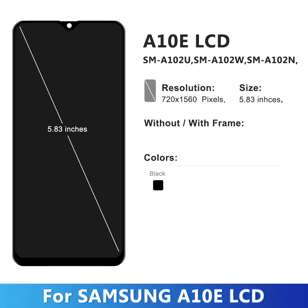 A10E Display For Samsung A10E A102W A102U SM-A102DL A102U1 LCD Display Touch Screen Digitizer Assembly Replacement Parts