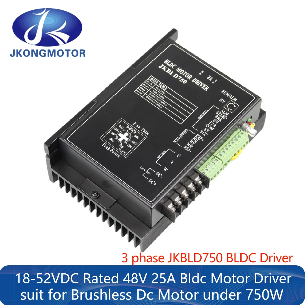 Jkongmotor BLD750 Hall Sensor 750w 18-52V JKBLD750 3 phase 48v Bldc Motor Driver Brushless DC Controller