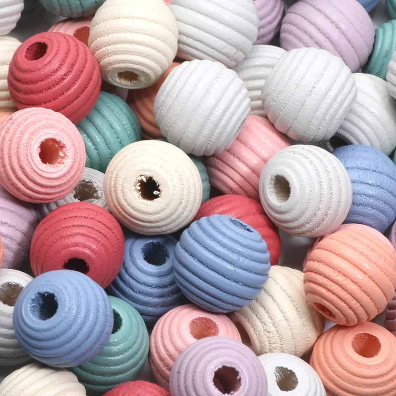 Wood Spacer Beads 14/20mm Thread Round Ball Wooden Beads Necklace Bracelets Charm For Jewelry Making DIY Handicrafts Accessories