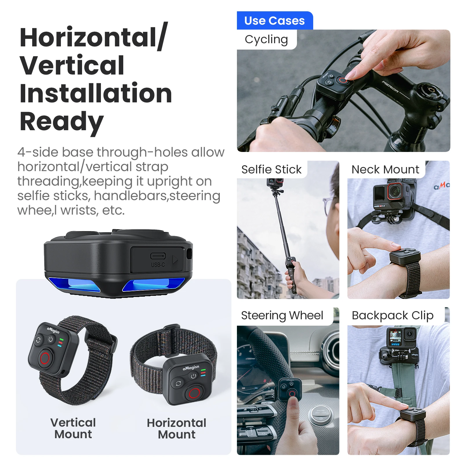 

Беспроводной Bluetooth-пульт дистанционного управления с ремешком на запястье для экшн-камер Insta 360 X5 X3 X4 GO 3S ACE Pro 2 GoPro 13/12/11/10/9/8