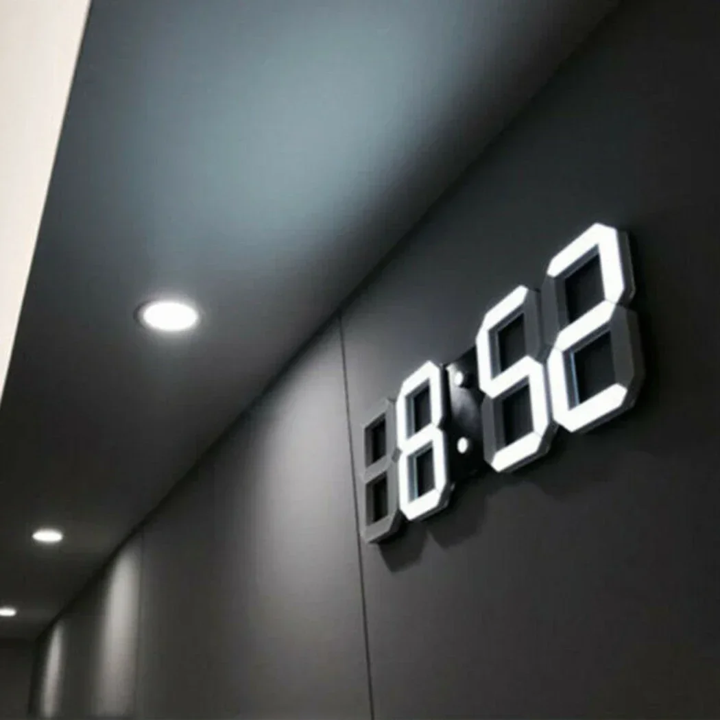 3D LED Wall Clock Large Digital Wall Clock With Remote Control Alarm Clock Time/Date/Temp Display Wall&Table Clock Modern Design