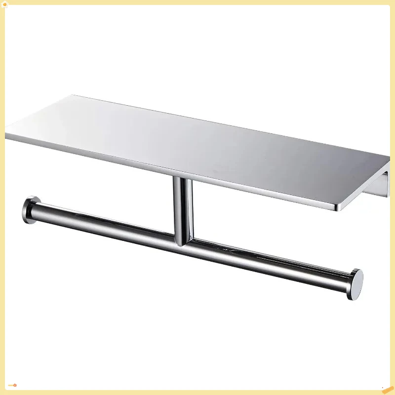 حامل ورق تواليت كروم فاخر للفندق - رف وموزع مزدوج من النحاس، حل تخزين الحمام