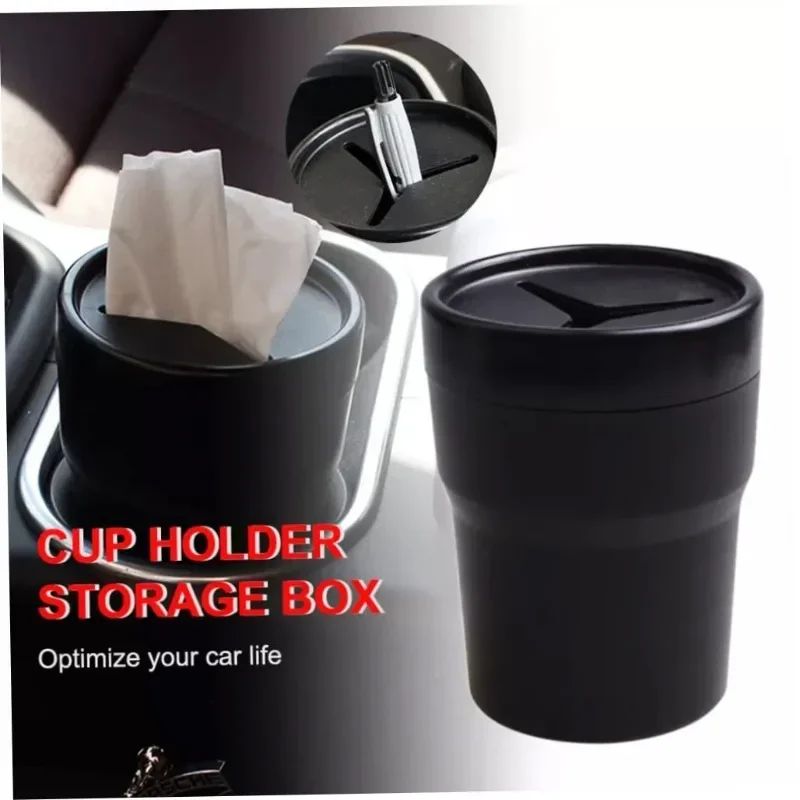 2PCS Car Trash Can with Lid Mini Leakproof Garbage Bin Fits Cup Holder Console Door Waterproof Odorless view 6