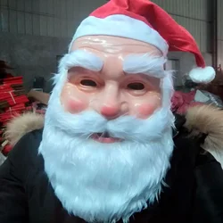 2025 New Santa Claus Latex Mask Realistic Full Face Mask Fancy Costume Christmas New Years Party Supplies Funny Wig Beard Mask
