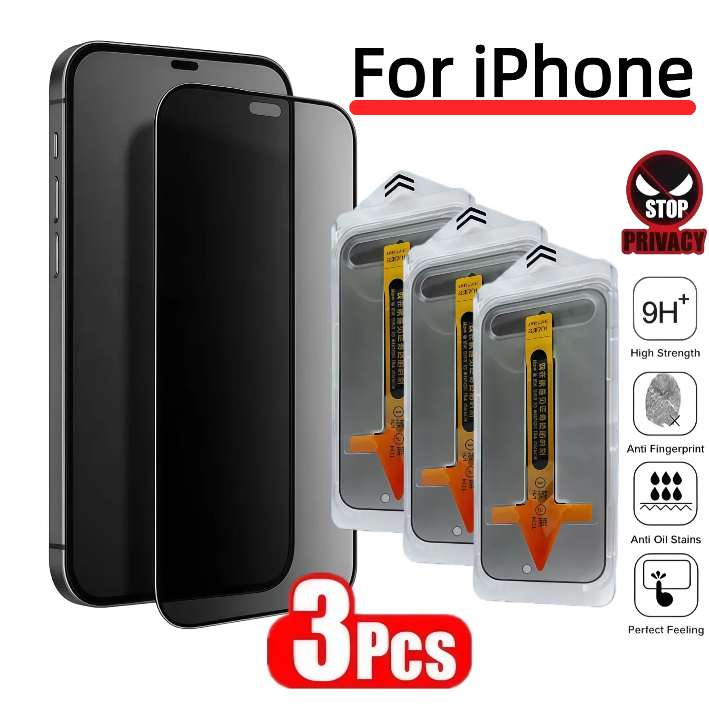 

3-Pack Privacy Screen Protector Tempered Glass for iPhone Air 17e 17Pro 16ProMax 16Plus 15 14 13 12 11 XR XS