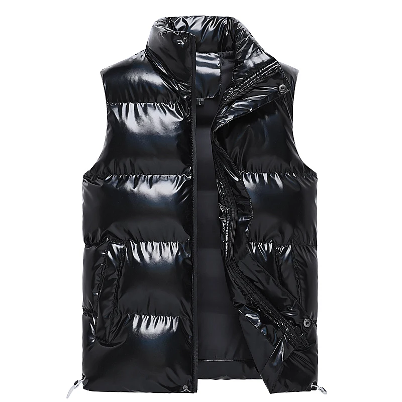

90% white duck down Waistcoat male Gielt Casual black sliver vests Man DOWN vests Thicken Men Winter Warm casual Bright Vest