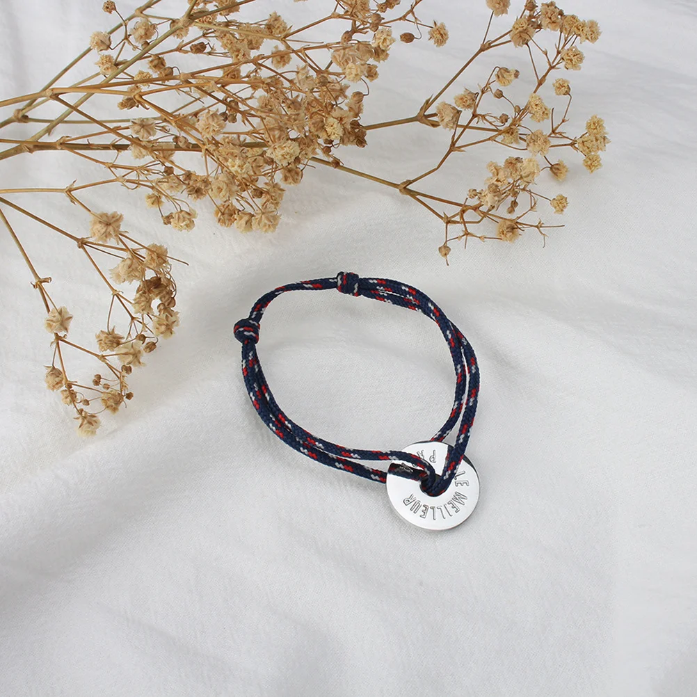 1pc braccialetto per la festa del papà per uomo catena intrecciata a mano braccialetto semplice regalo per papà festival indossare design durevole braccialetto maschile a mano