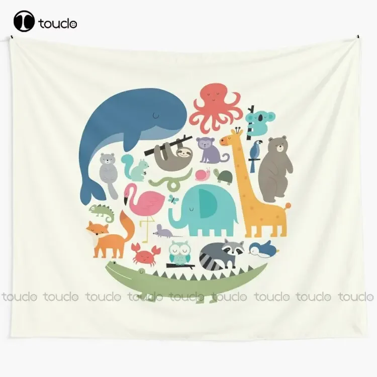 We Are One Animals Respect Love Cute Rainbow Happy Tapestry Fashion Wall Tapestry Blanket Tapestry Bedroom Bedspread Decoration