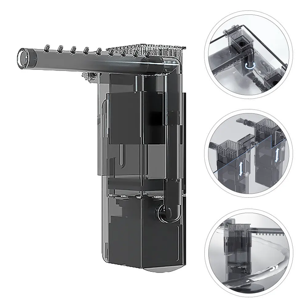 Oil Film Remover Fish Tank Filter with Adjustable Mount Replaceable Outlet Aquarium Water Pump Air Filter Eu Plug