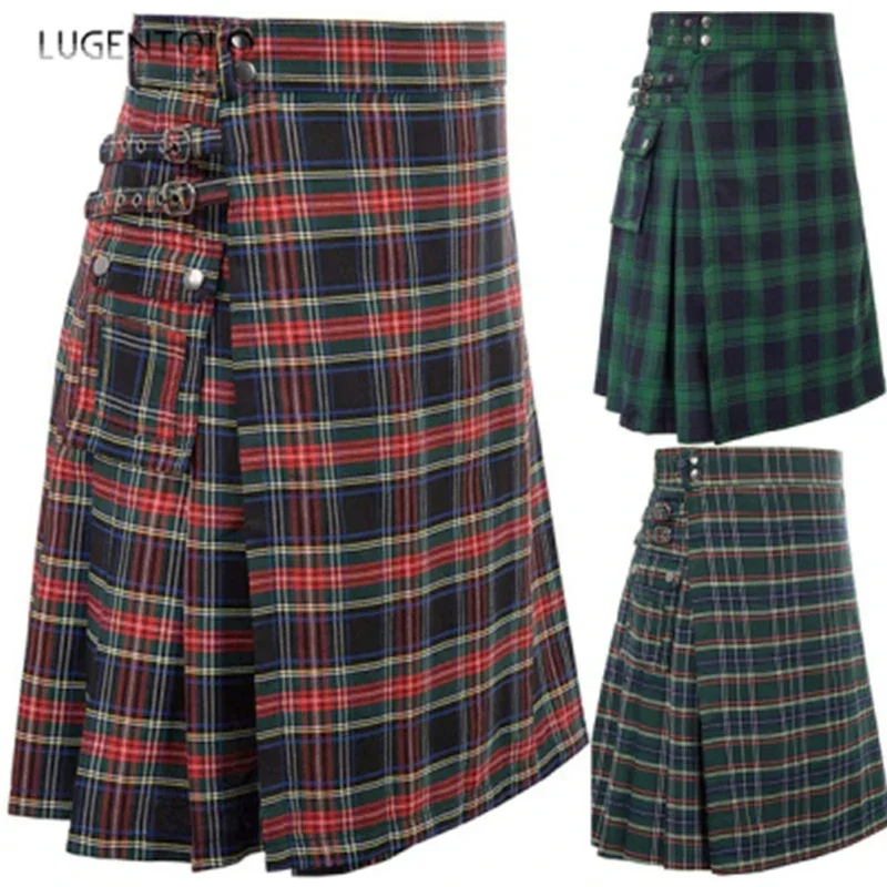 Men Scotland Short Skirt Large Size Plaid Spring Casual Dance Holiday Celebration Men's Kilt Scottish Festivals Clothing