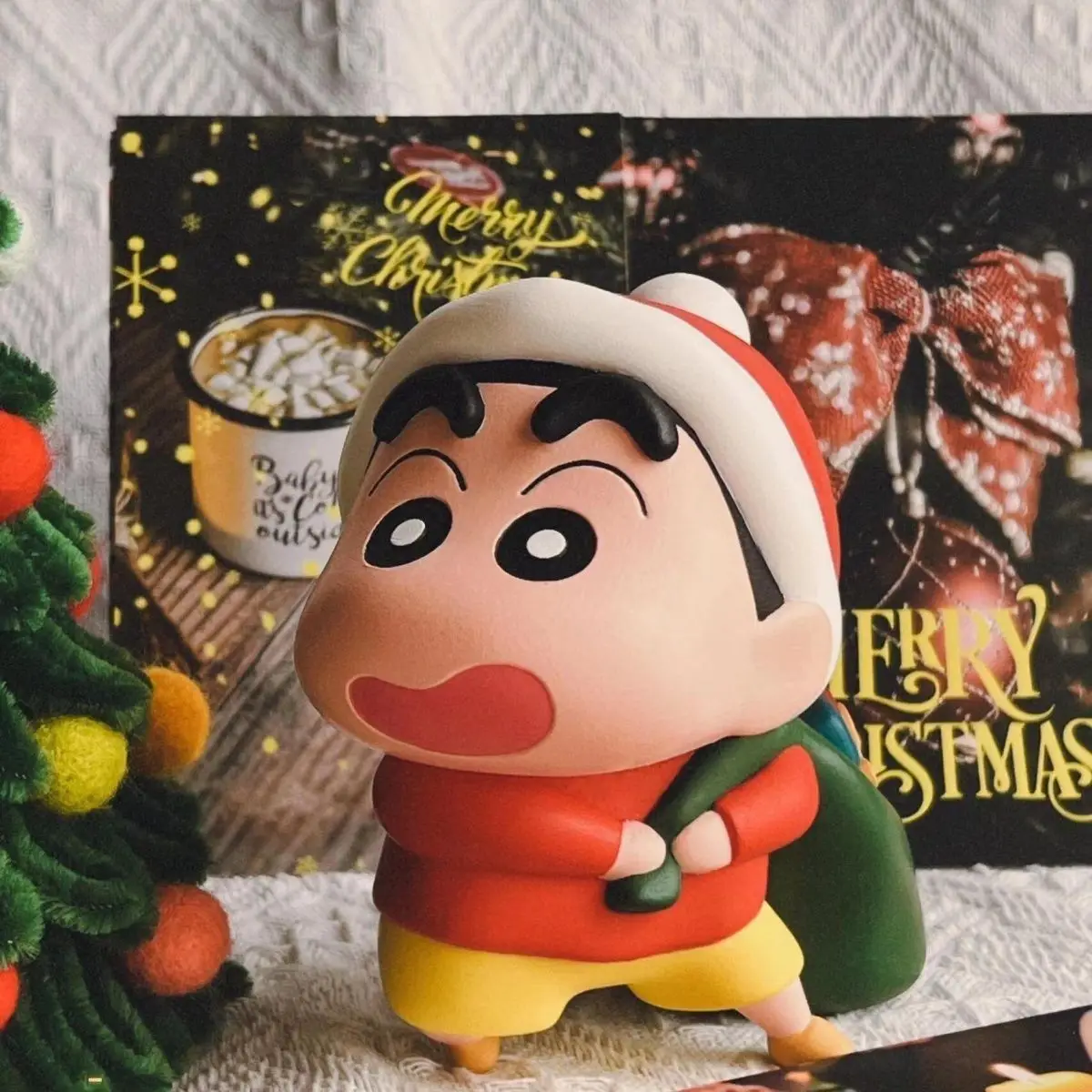 In Stock Anime Crayon Shin-Chan Figures Christmas Figurine Nohara Shinnosuke Action Figures Pvc Q Version Model Collection Toys