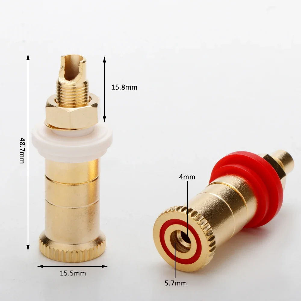 4pcs/set BA1114 Gold Plated Copper Speaker Binding Posts Terminal Connectors WBT style amplifier terminals connector Plug HIFI