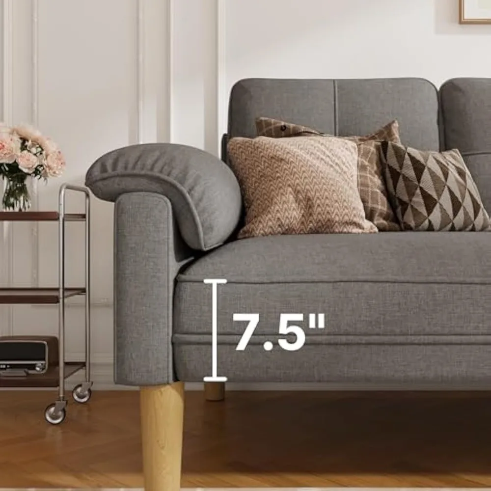 3-местный диван-диван с мягкими подлокотниками, глубоким сиденьем, удобной спинкой и ножками из массива дерева — легко собирается (серый)