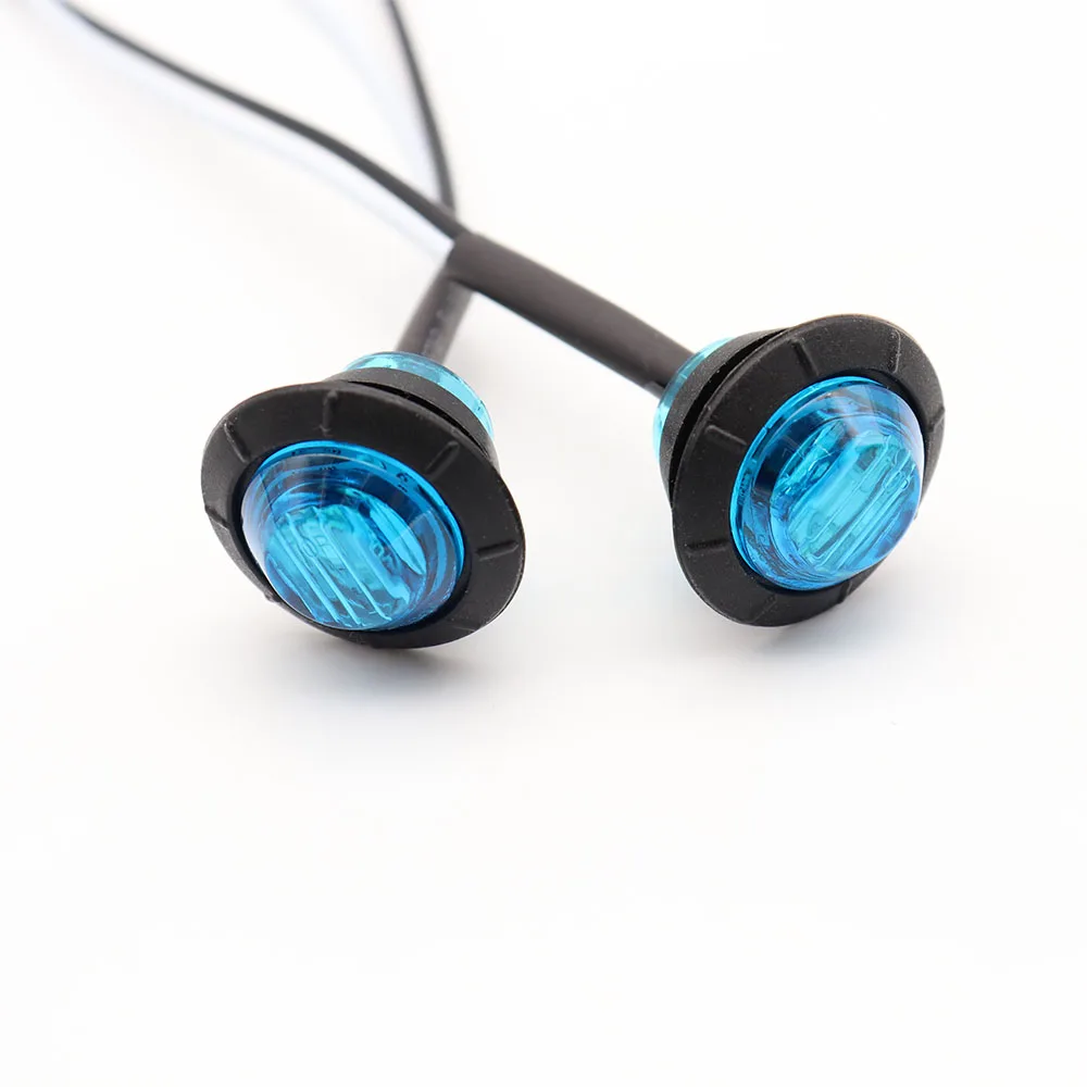 

10pcs 24V Waterproof 3LED 3/4" Round Trailer Side Marker Lights Front Rear Trucks Clearance Lights Lamp Blue Bullet