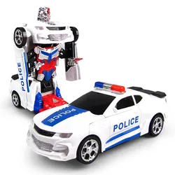 Electronic Deformation Car Universal Music Police Toy LED Electric Robot Transformation Sports Vehicle Model For Boys Xmas Gifts