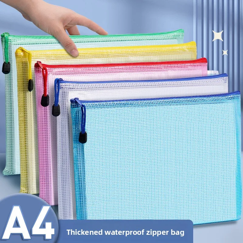 Przezroczysta torba na dokumenty z siatki z zamkiem błyskawicznym, format A4, wodoodporna, o dużej pojemności, idealna na egzaminy dla studentów.