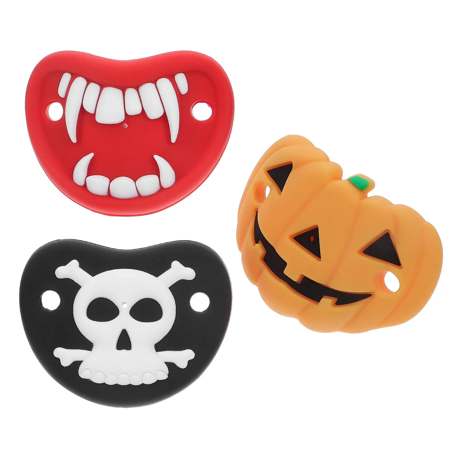 

3pcs Pumpkin Teeth Pacifier Baby Care Tool Silicone Teethers Halloween Style 0-3 Months Newborn Safe Food Grade