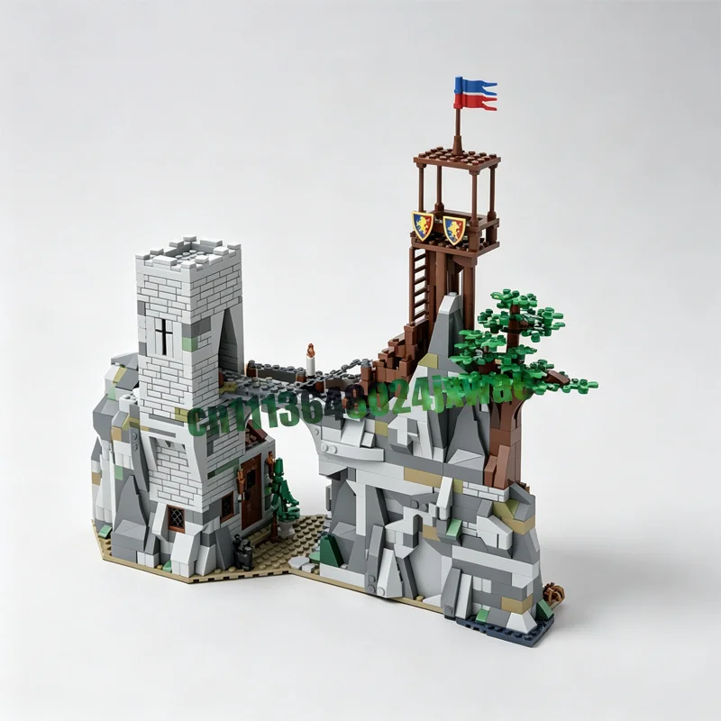 1047PCS Mountain Fortress Castle MOC Model Custom Puzzle Medieval Architecture DIY Creative Assembly Educational Blocks Gifts