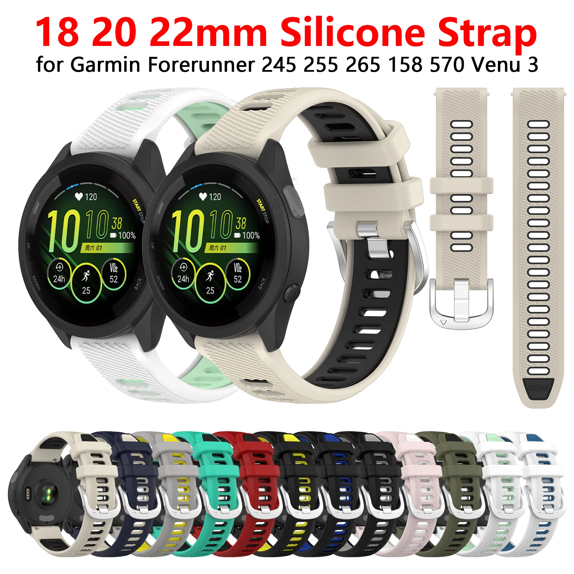 �y�Z�[�����z22mm 20mm 18mm �X�|�[�c�c�[�g���J���[�V���R���X�g���b�v Garmin Forerunner 570 265 255 165 55/Vivoactive 6 5 4/Venu �X�|�[�c�o���h �u���X���b�g�p