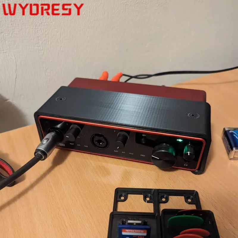 WYORESY for Focusrite (4i4) Sound Card Under Desk Base Bracket Shock Absorption Anti-Sway Stable Sound Card Storage Parts