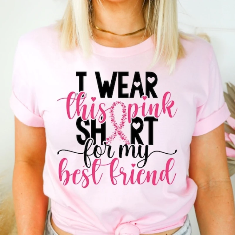 Best Friend Breast Cancer Awareness Support I Wear This Pink Shirt for My Best Friend Breast Cancer Cotton Tops Pink Aesthetic