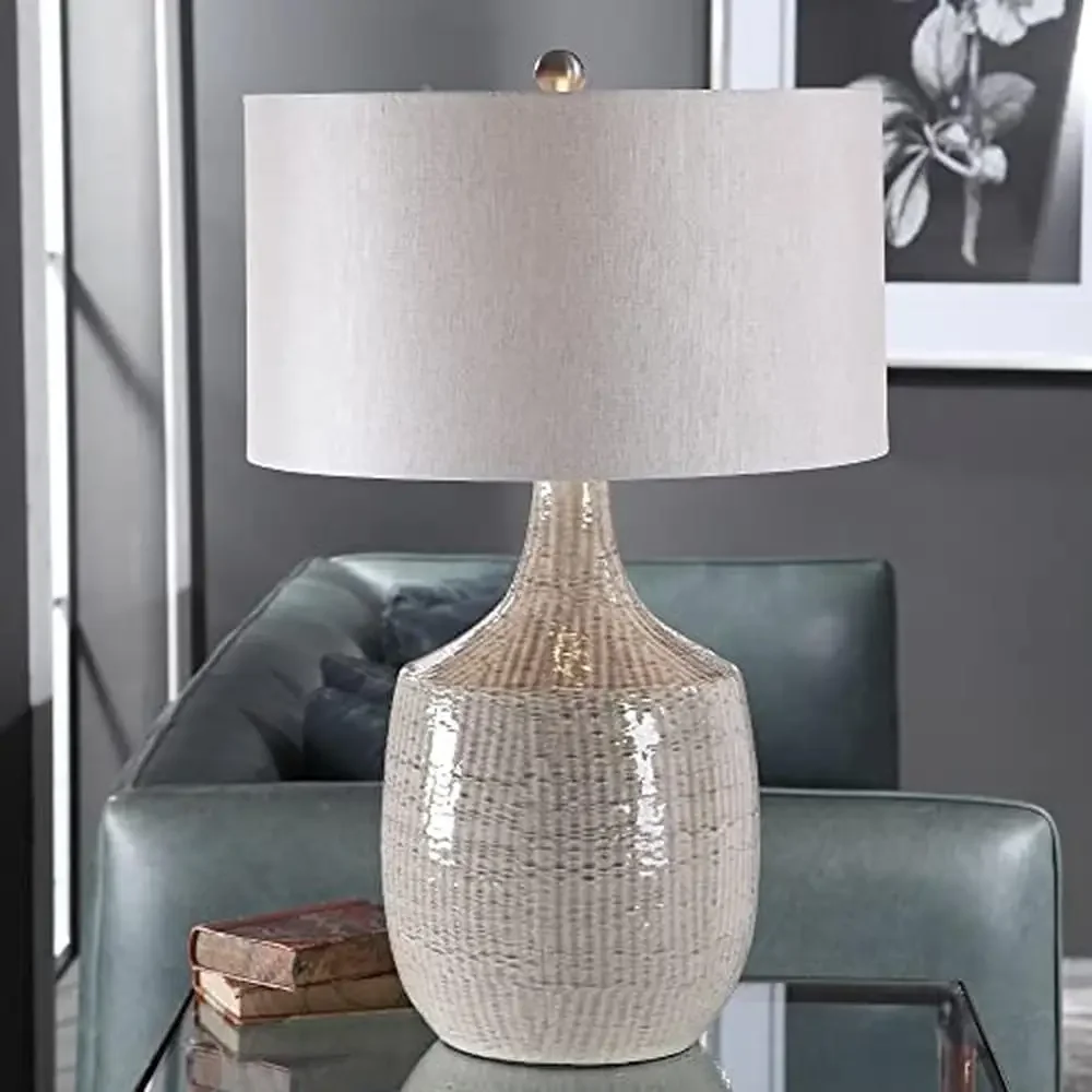 Iron Table Lamp Distressed Light Gray Glaze Brushed Nickel 19x19x29.5